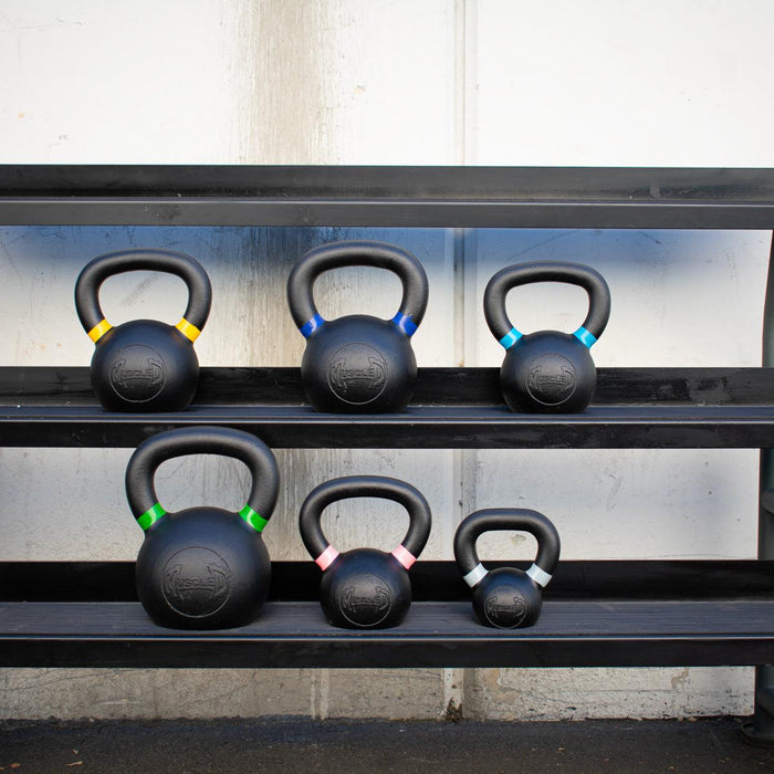 Muscle D Cast Kettlebells - Muscle D Fitness - Quality Handle Design - Heavy Duty Coating - Sweatfully