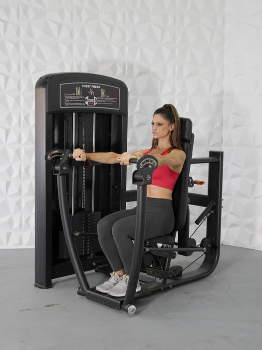 Elite Selectorized Chest Press - Muscle D Fitness - Commercial Grade - Adjustable Seat - Pin Selectorized - Sweatfully