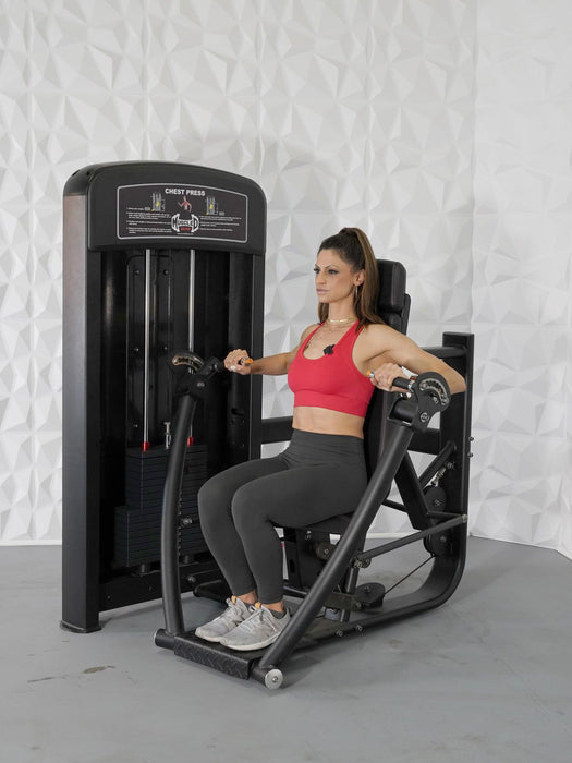 Elite Selectorized Chest Press - Muscle D Fitness - Commercial Grade - Adjustable Seat - Pin Selectorized - Sweatfully