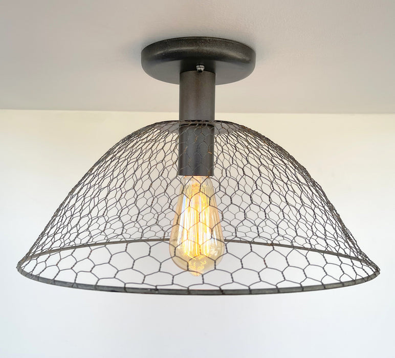CHICKEN WIRE Farmhouse Ceiling Light - Sweatfully