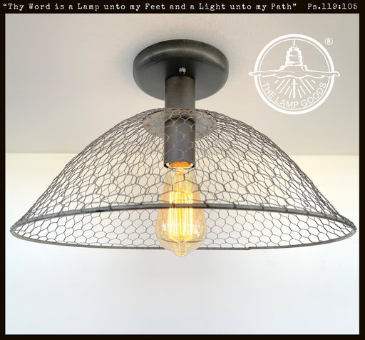 CHICKEN WIRE Farmhouse Ceiling Light - Sweatfully