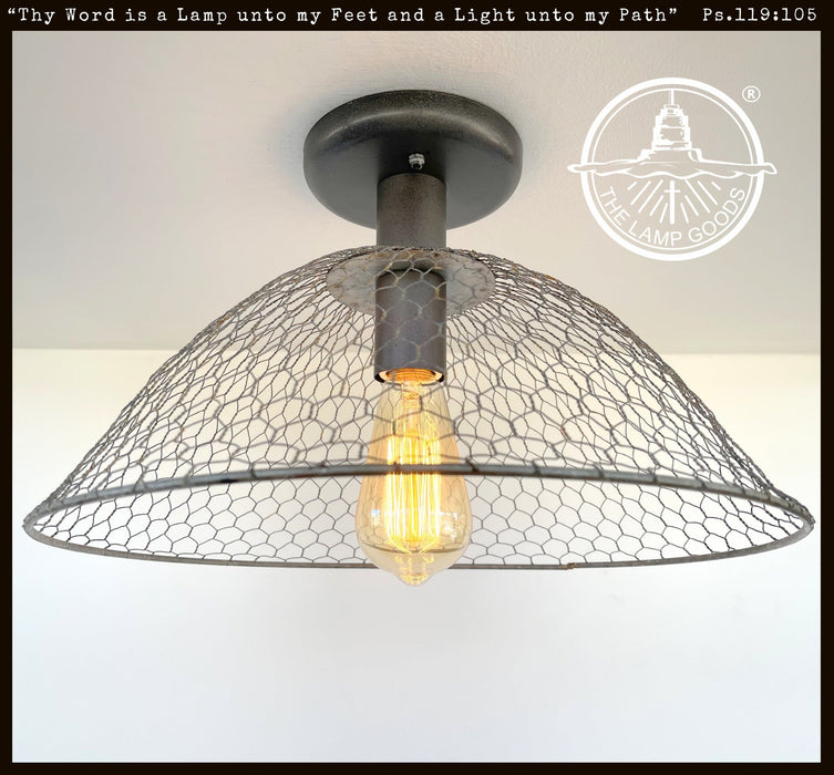 CHICKEN WIRE Farmhouse Ceiling Light - Sweatfully