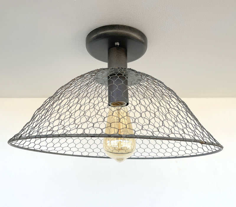 CHICKEN WIRE Farmhouse Ceiling Light - Sweatfully