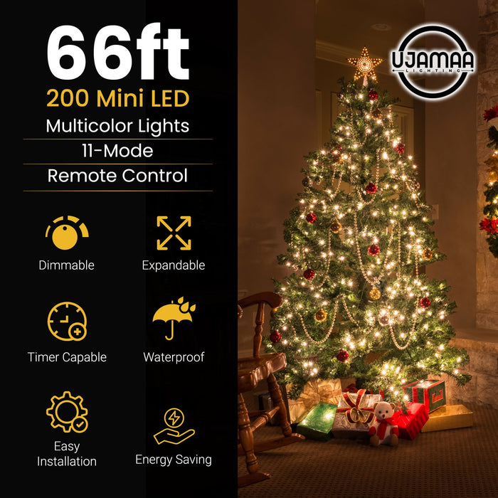 Ujamaa 200 LED 66ft Multi-Color Mini Lights (Christmas/Holidays) - Sweatfully