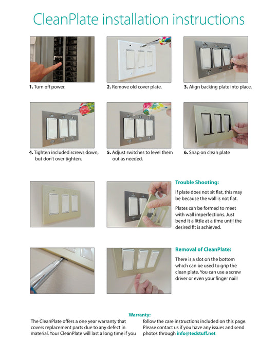 CleanPlate Wall Plate in Contemporary White for Rocker Switches - Sweatfully