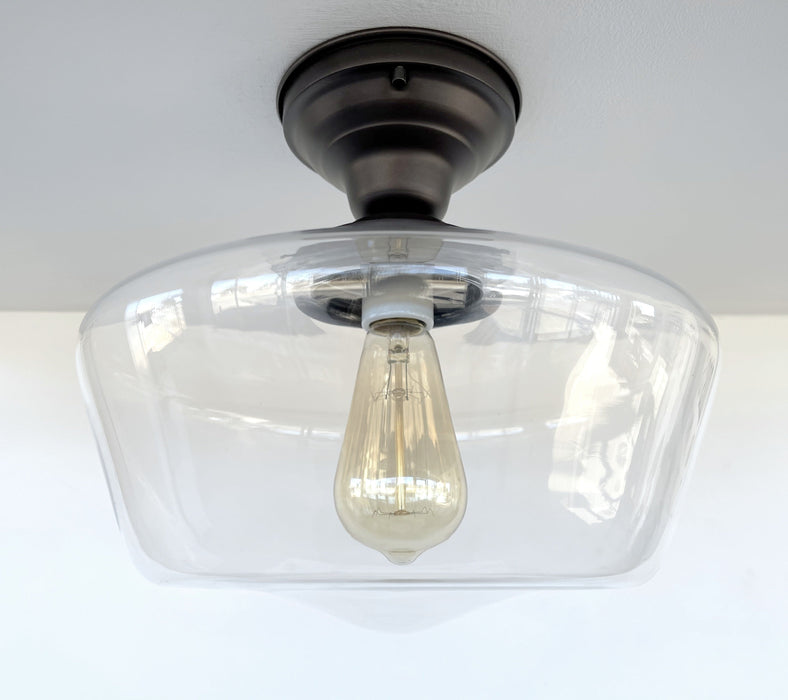 Large Schoolhouse Clear Glass Ceiling Light - Sweatfully