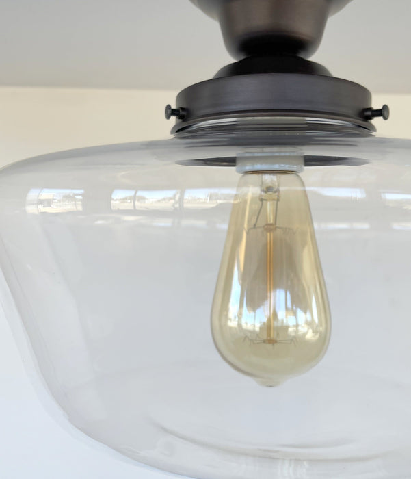 Large Schoolhouse Clear Glass Ceiling Light - Sweatfully
