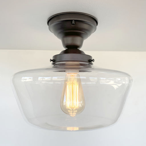 Large Schoolhouse Clear Glass Ceiling Light - Sweatfully