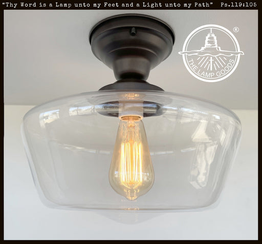 Large Schoolhouse Clear Glass Ceiling Light - Sweatfully