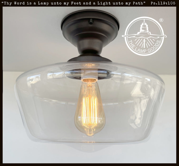 Large Schoolhouse Clear Glass Ceiling Light - Sweatfully