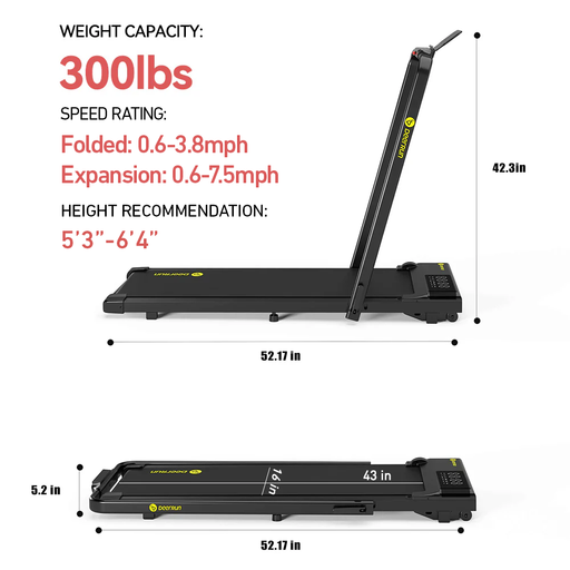 DeerRun A5 Pro Smart 2 in 1 Folding Treadmill Black - Sweatfully