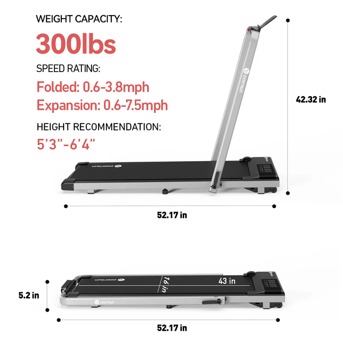 DeerRun A5 Pro Smart 2 in 1 Folding Treadmill Silver - Sweatfully