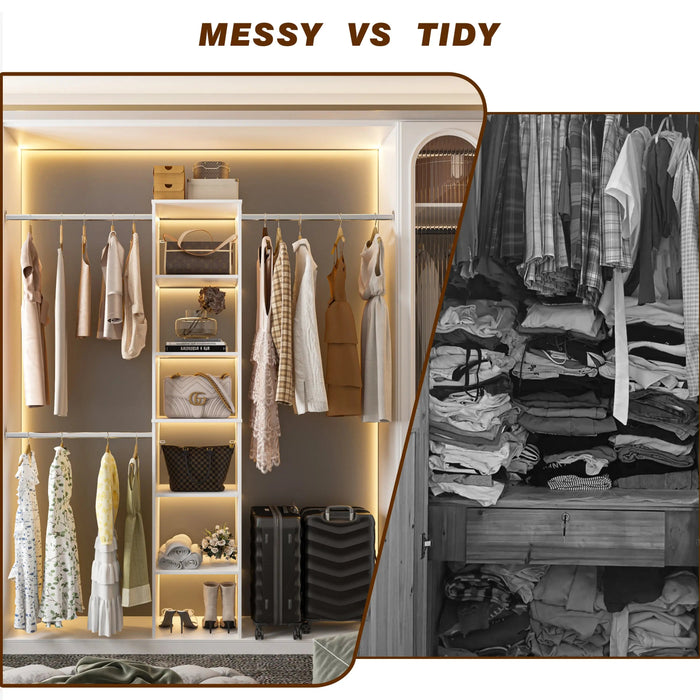 Closet System Starter Kit with Tower and 3 Hang Rods - Sweatfully