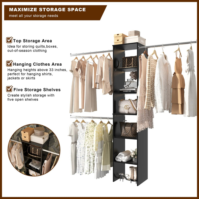 Closet System Starter Kit with Tower and 3 Hang Rods - Sweatfully