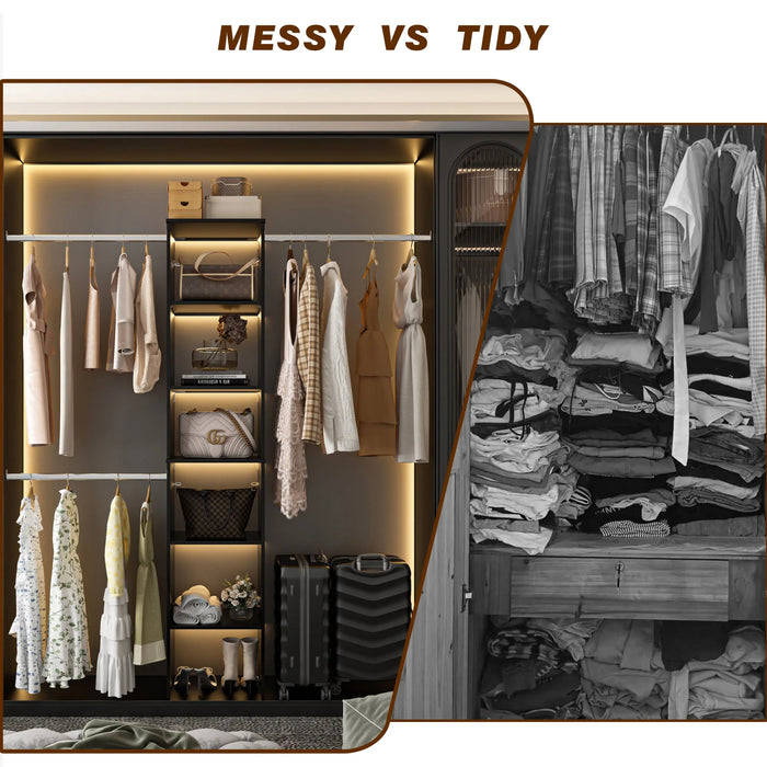 Closet System Starter Kit with Tower and 3 Hang Rods - Sweatfully