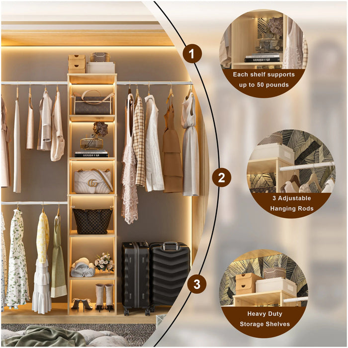Closet System Starter Kit with Tower and 3 Hang Rods - Sweatfully