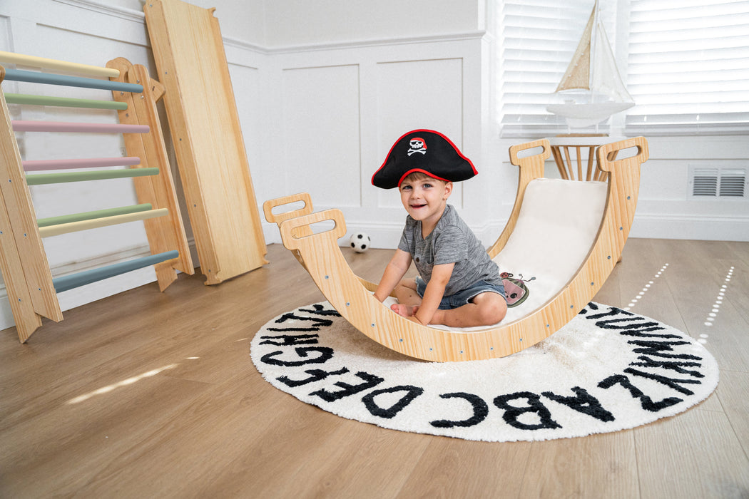 Hazel CocoMelon Pikler Triangle & Rocker Set – Montessori Climbing Ladder for Toddlers - Sweatfully