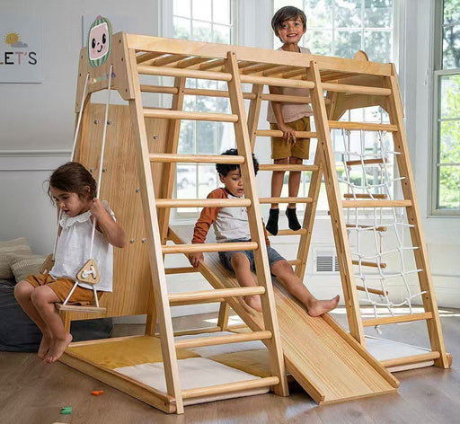 Magnolia Cocomelon 7-in-1 Wooden Indoor Playset – Montessori Climber for Toddlers - Sweatfully