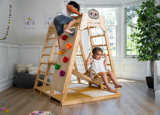 Magnolia Cocomelon 7-in-1 Wooden Indoor Playset – Montessori Climber for Toddlers - Sweatfully