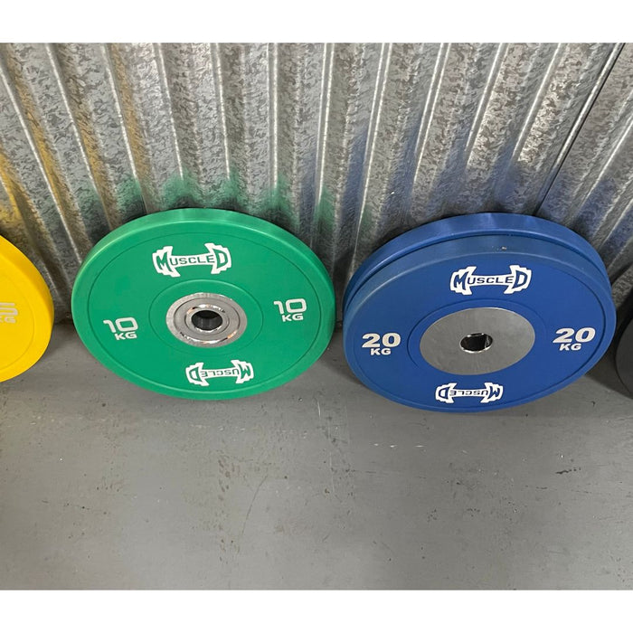 Color Urethane Bumper Plates - Smooth Hub - Made for Heavy Use - Sweatfully