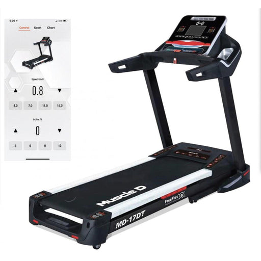 Light Commercial Treadmill - Muscle D Fitness - LED Display - Heart Rate Monitor - Cup Holder - Adjustable Speed and Incline - Sweatfully