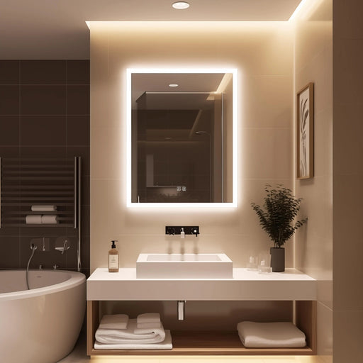 Compact Edge Glow LED Bathroom Mirror - Sweatfully