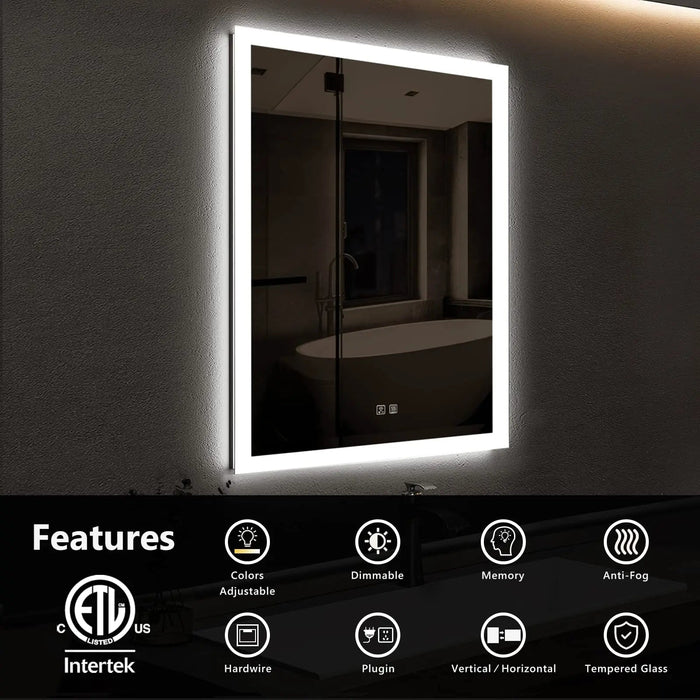 Compact Edge Glow LED Bathroom Mirror - Sweatfully