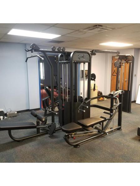 5 Stack Megatron Compact Multi-Gym - Muscle D Fitness - Lat Pull, Low Row, Bench Press, Lat Pull, Leg Ext / Curl - Sweatfully