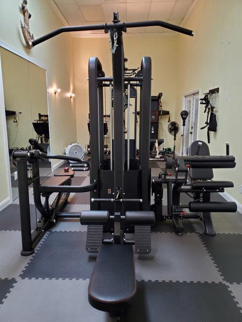 5 Stack Megatron Compact Multi-Gym - Muscle D Fitness - Lat Pull, Low Row, Bench Press, Lat Pull, Leg Ext / Curl - Sweatfully
