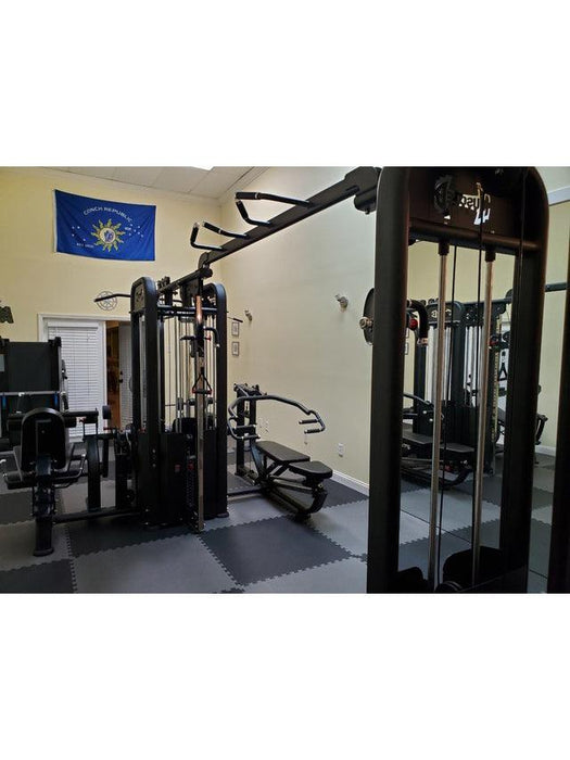5 Stack Megatron Compact Multi-Gym - Muscle D Fitness - Lat Pull, Low Row, Bench Press, Lat Pull, Leg Ext / Curl - Sweatfully
