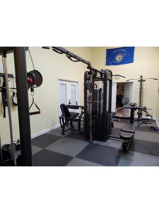 5 Stack Megatron Compact Multi-Gym - Muscle D Fitness - Lat Pull, Low Row, Bench Press, Lat Pull, Leg Ext / Curl - Sweatfully
