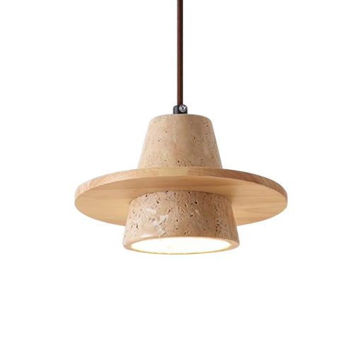 Conical Travertine Ring Pendant Lamp - Sweatfully