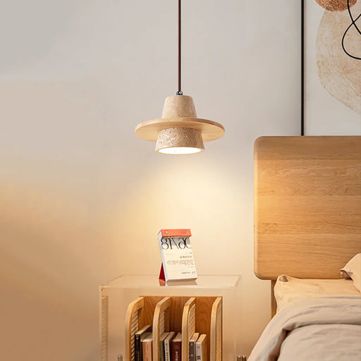 Conical Travertine Ring Pendant Lamp - Sweatfully