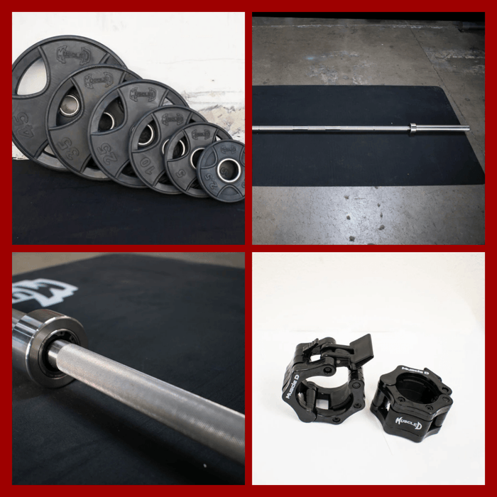 Stainless Bushing Bar and Olympic Rubber Weight Plate Sets - Sweatfully