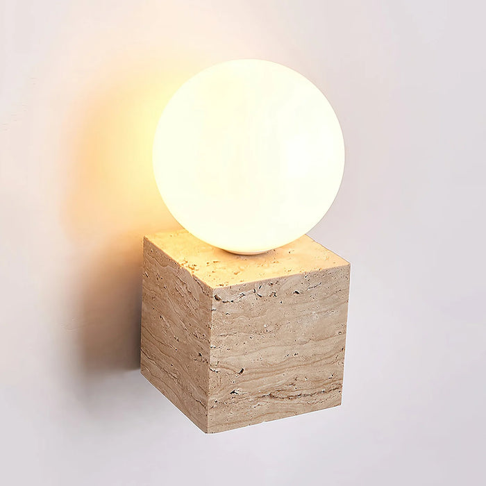 Cube Stone Travertine Wall Lamp - Sweatfully