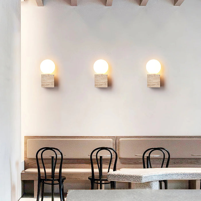 Cube Stone Travertine Wall Lamp - Sweatfully
