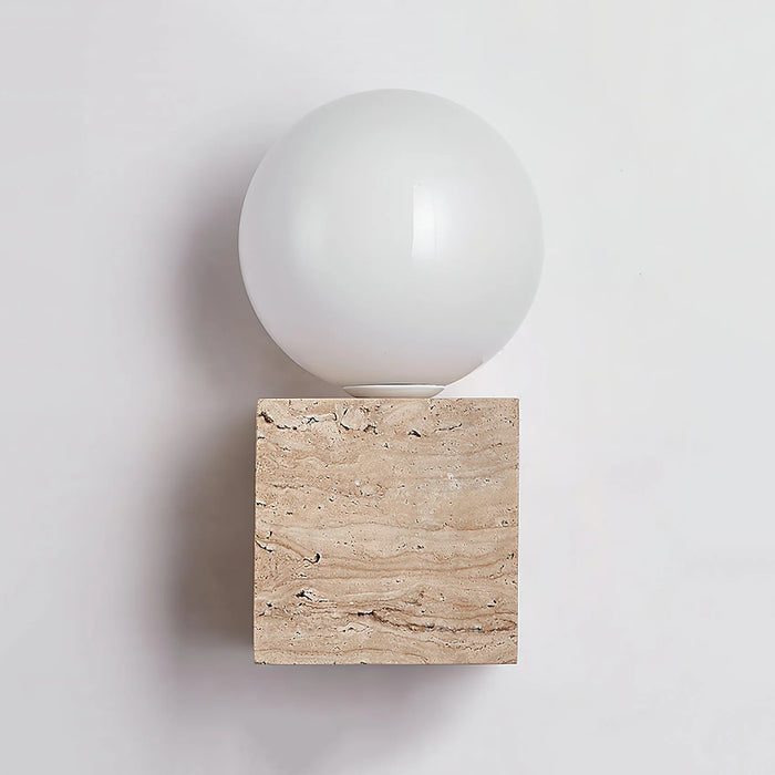 Cube Stone Travertine Wall Lamp - Sweatfully