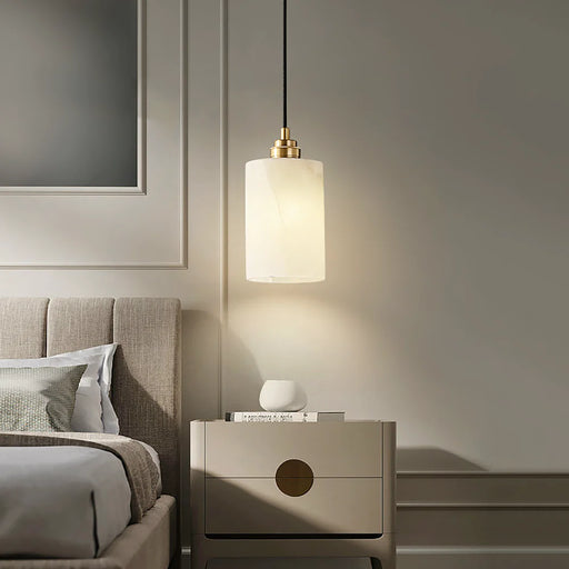 Cylindrical Alabaster Pendant Light - Sweatfully