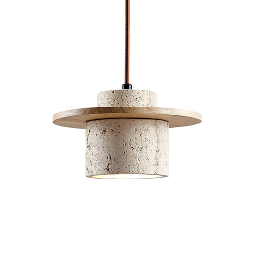 Cylindrical Stonova Duo Travertine Pendant Light - Sweatfully
