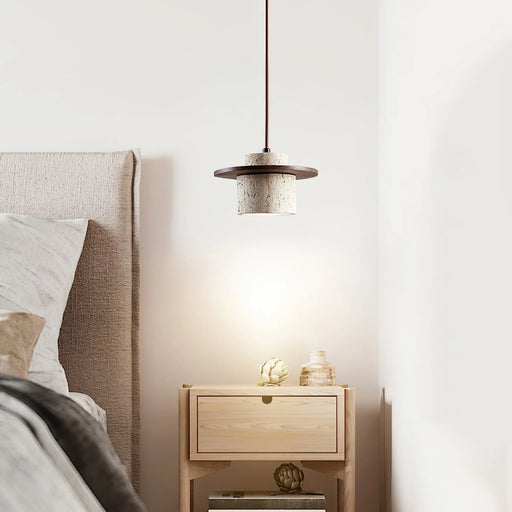 Cylindrical Stonova Duo Travertine Pendant Light - Sweatfully