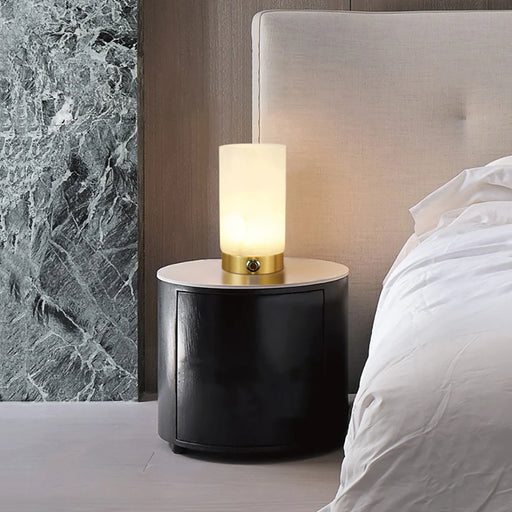 Cylindrical Totem Alabaster Table Lamp - Sweatfully