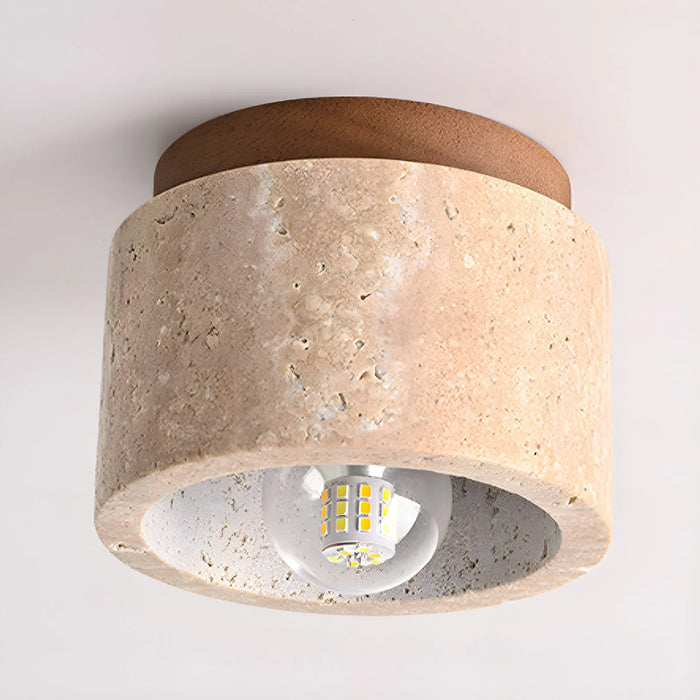 Cylindrical Travertine Ceiling Light - Sweatfully