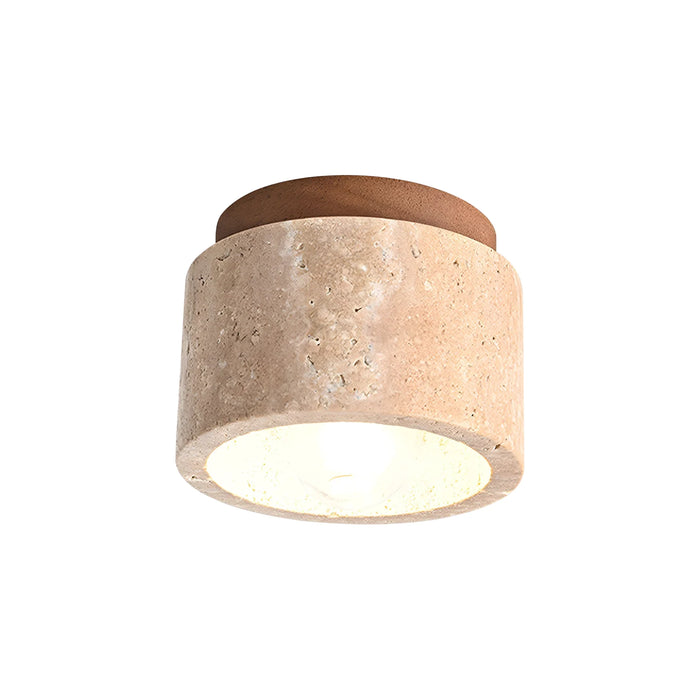 Cylindrical Travertine Ceiling Light - Sweatfully