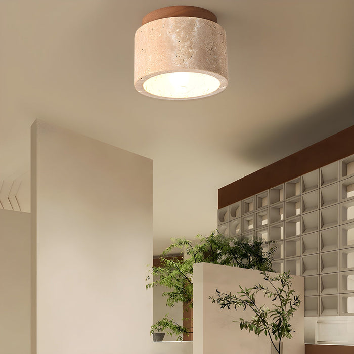 Cylindrical Travertine Ceiling Light - Sweatfully