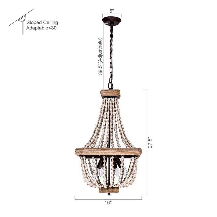 Regas 4-Light Wood Bead Candle Style Chandelier - Sweatfully
