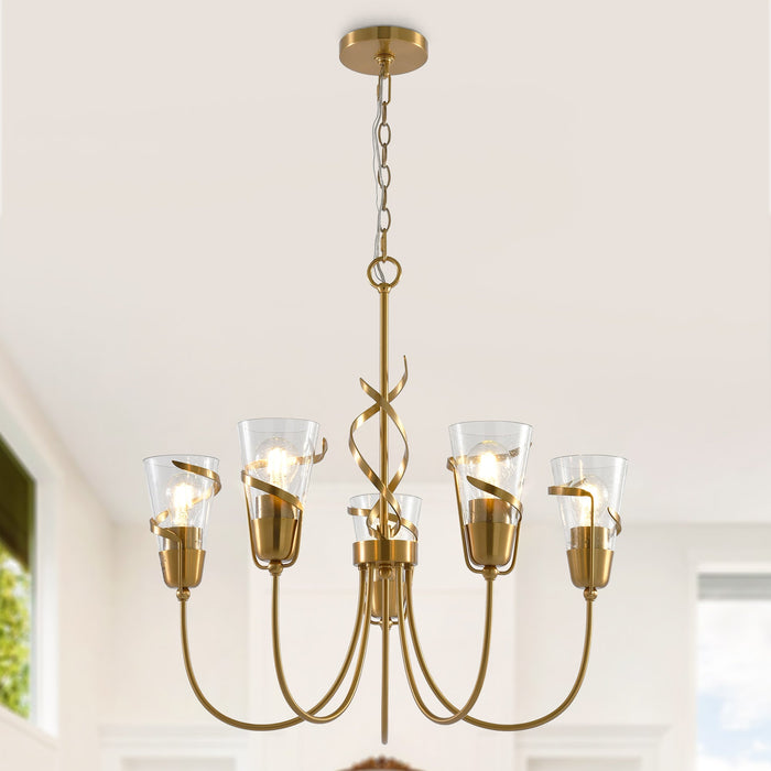 26 Inch Uriah 5-Light Golden Chandelier - Sweatfully