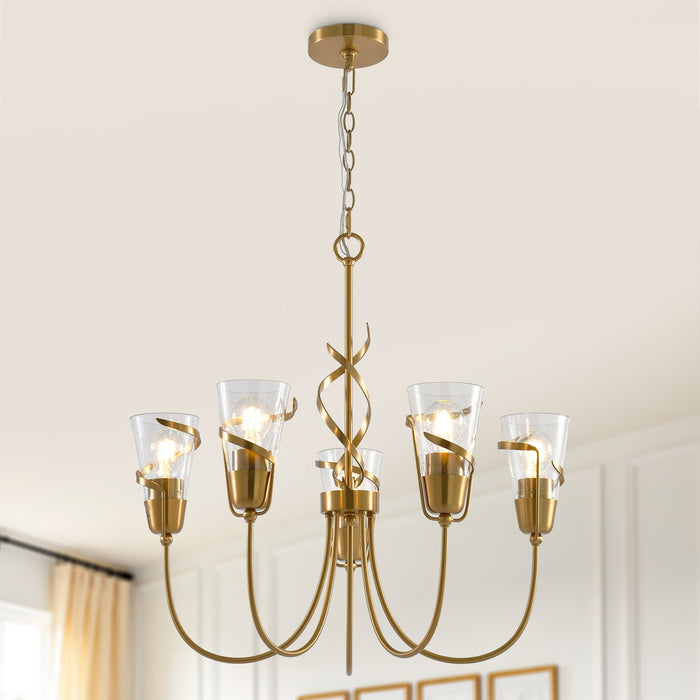 26 Inch Uriah 5-Light Golden Chandelier - Sweatfully