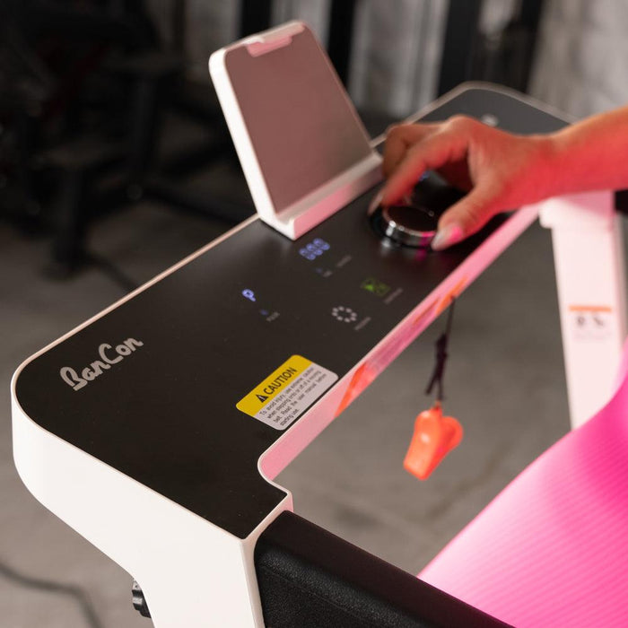 Low Profile Treadmill - Muscle D Fitness - LED Display - Heart Rate Monitor - Flex Deck for Low Impact - Adjustable Speed - Phone / Tablet Holder - Sweatfully
