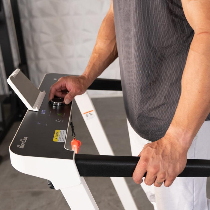 Low Profile Treadmill - Muscle D Fitness - LED Display - Heart Rate Monitor - Flex Deck for Low Impact - Adjustable Speed - Phone / Tablet Holder - Sweatfully