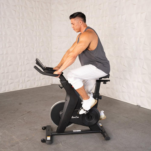 Home Upright Bike - Muscle D Fitness - Exercise Bike - Adjustable Seat and Handle Bars - Sweatfully